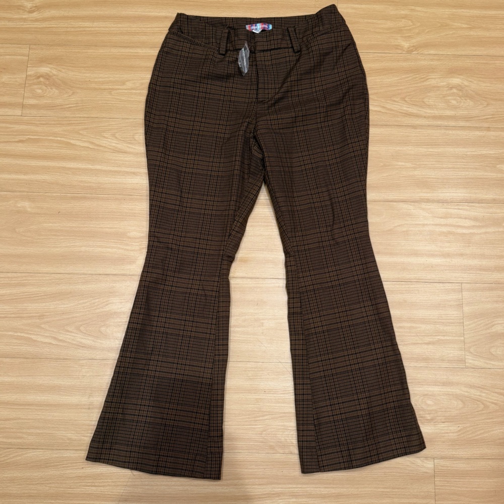 Urban Outfitters Brown Plaid Flare Pants NWOT